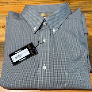 Men's Button-Down Dress Shirt in Black and White Micro-Check, NWT